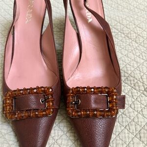 Prada Brown Heels with Elegant Design
